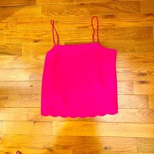 J Crew pink spaghetti strap top with scalloped bottom